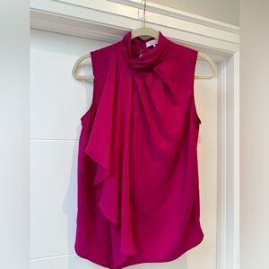 Parker fuscia sleeveless blouse with detailed neck